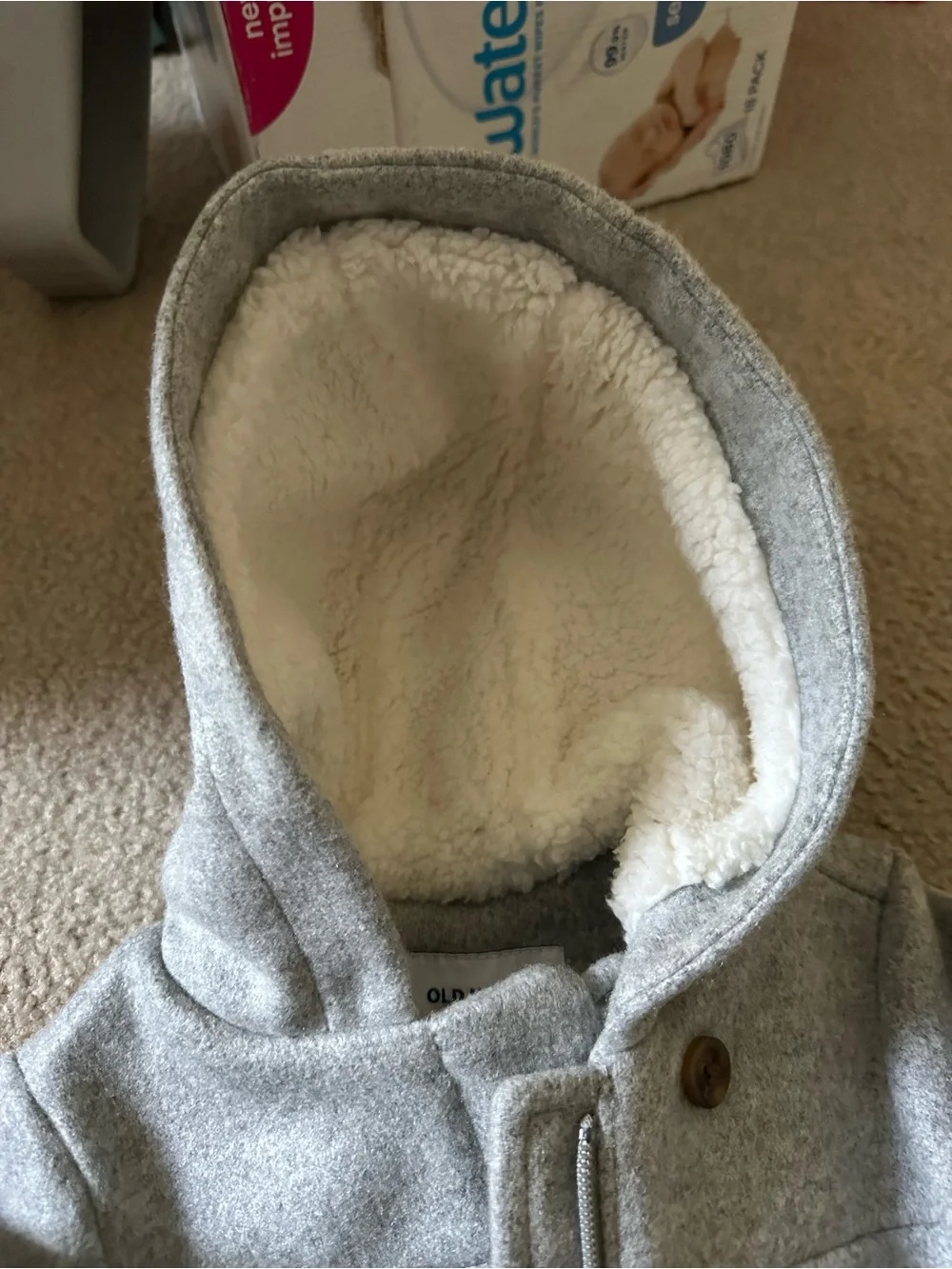 Old Navy Light Gray Pea Coat with Hood
